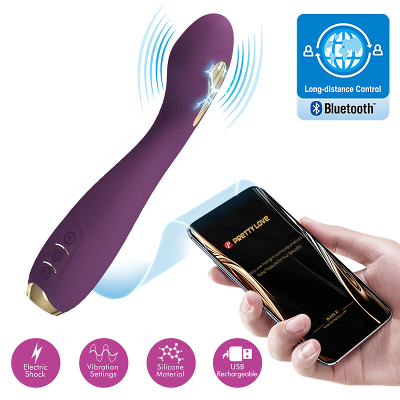 Vibratore Elettrostimolazione con App Pretty Love Hector — Viola