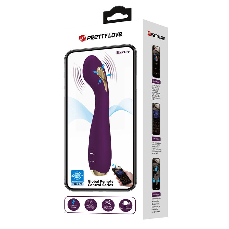 Vibratore Elettrostimolazione con App Pretty Love Hector — Viola