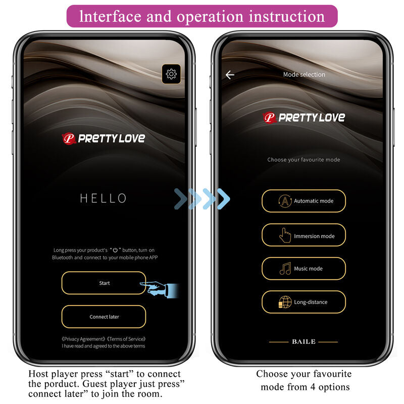 Vibratore Elettrostimolazione con App Pretty Love Hector — Viola