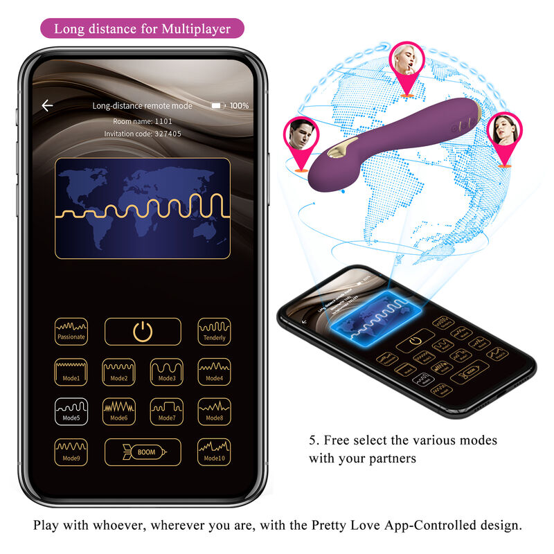 Vibratore Elettrostimolazione con App Pretty Love Hector — Viola