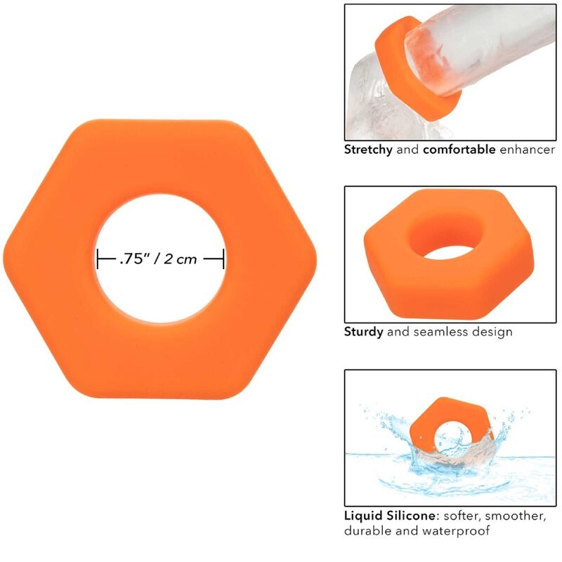 Anello Fallico Ritardante Calexotics Alpha Prolong Sexagon — Arancione