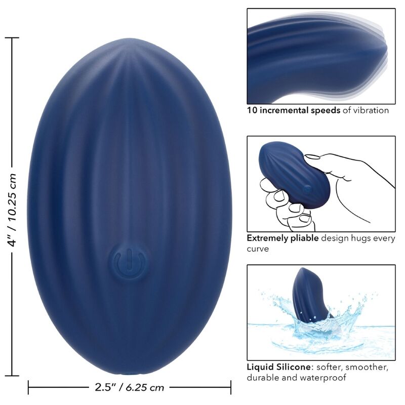 Vibratore Wand Calexotics Cashmere Velvet Curve — Silicone, Blu