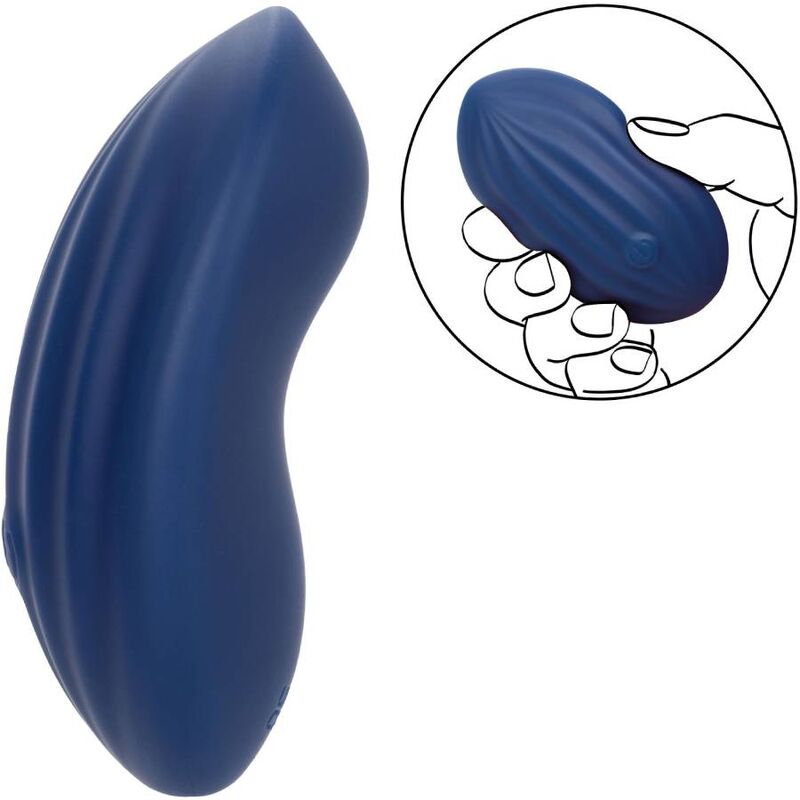 Vibratore Wand Calexotics Cashmere Velvet Curve — Silicone, Blu