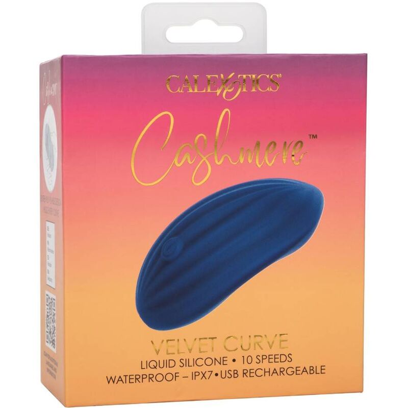 Vibratore Wand Calexotics Cashmere Velvet Curve — Silicone, Blu