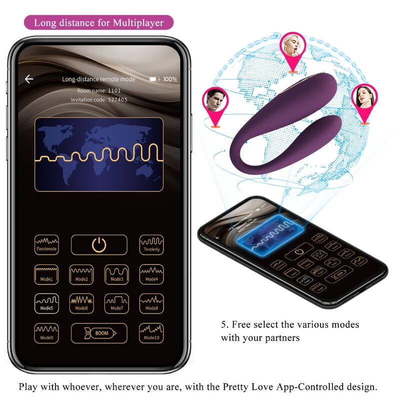 Vibratore Rabbit con Telecomando Pretty Love August — 12 Funzioni