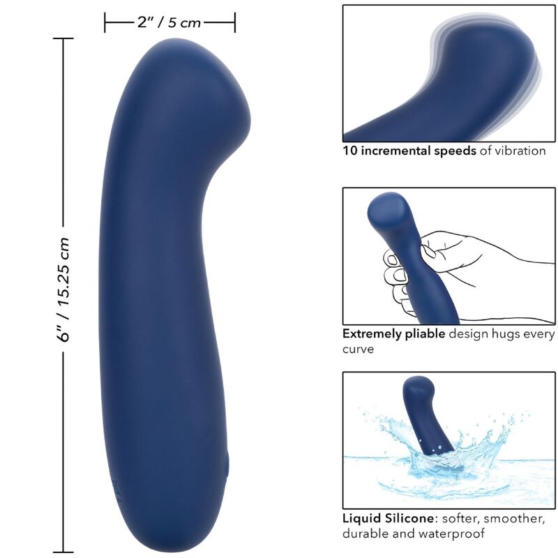 Vibratore Wand Calexotics Cashmere Satin G — Silicone, Blu