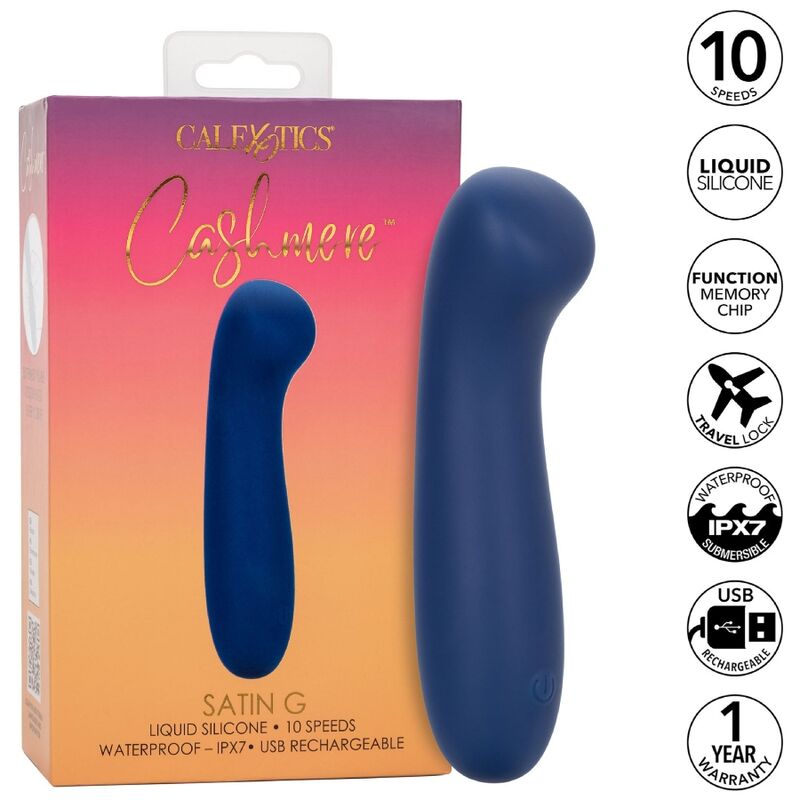 Vibratore Wand Calexotics Cashmere Satin G — Silicone, Blu