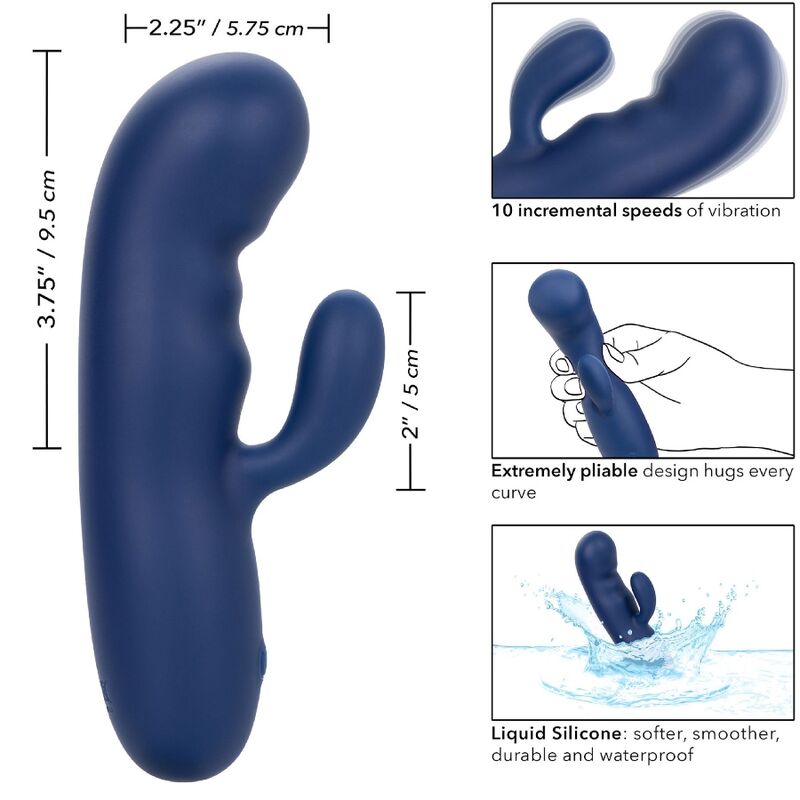 Vibratore Punto G Calexotics Cashmere Silk Duo — Silicone, blu
