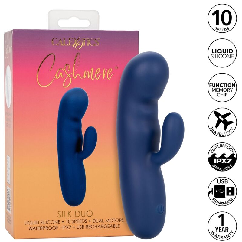 Vibratore Punto G Calexotics Cashmere Silk Duo — Silicone, blu