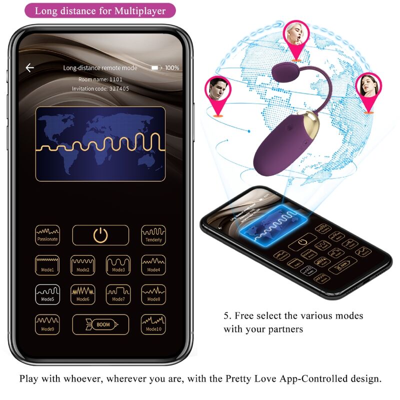 Uovo Vibrante con App Pretty Love Abner — Lilla