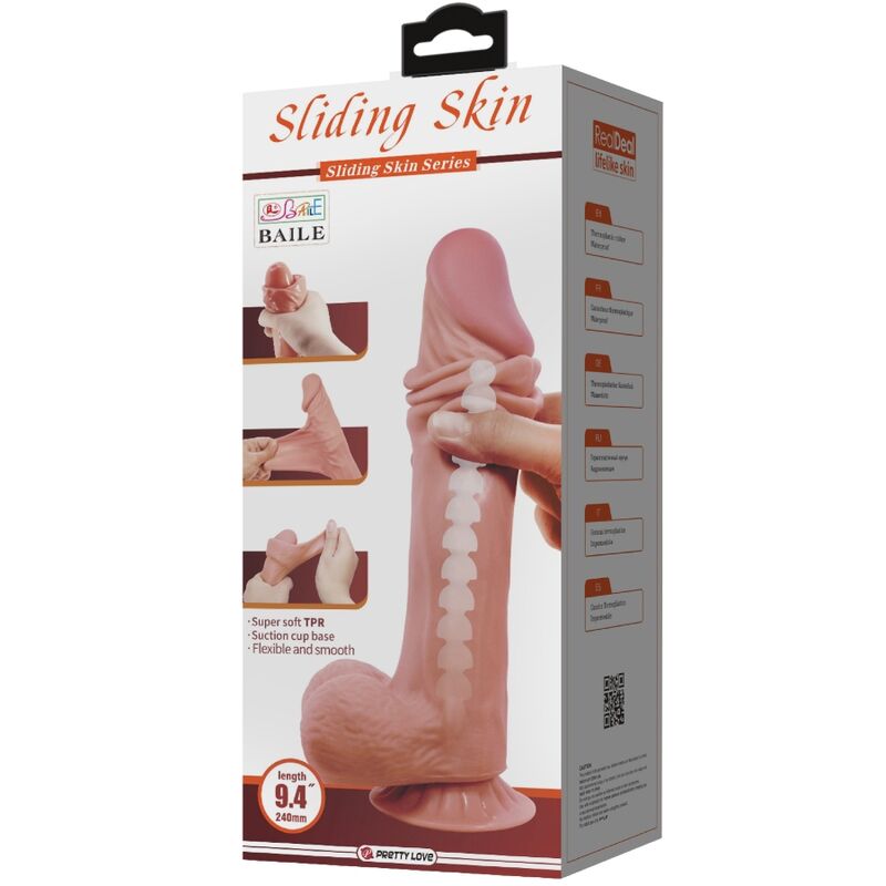 Dildo Realistico Sliding Skin Pretty Love — Ventosa, 24 cm