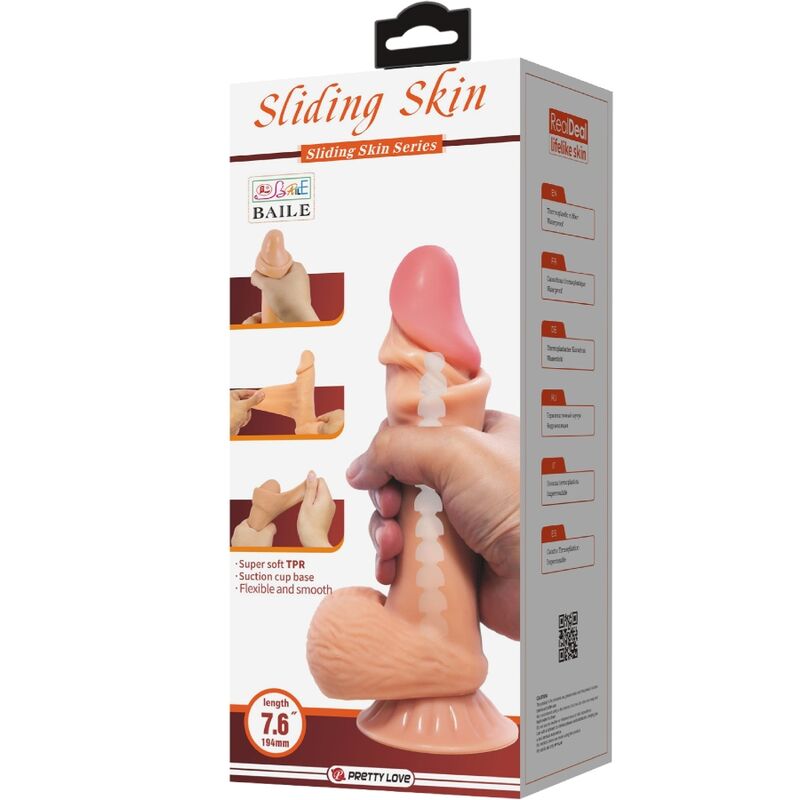 Dildo Realistico con Ventosa Pretty Love Sliding Skin — 19,4 cm