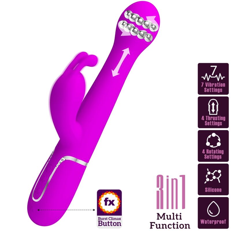 Vibratore Rabbit Pretty Love Dejon — 3 in 1, Viola