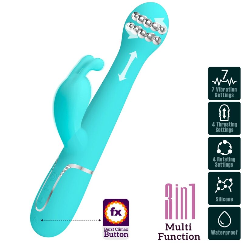 Vibratore Rabbit Pretty Love Dejon — 3 in 1, Verde Acqua