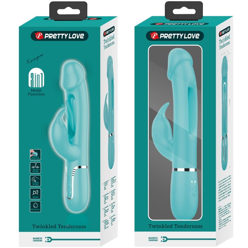 Vibratore Rabbit Pretty Love Dejon — 3 in 1, Verde Acqua