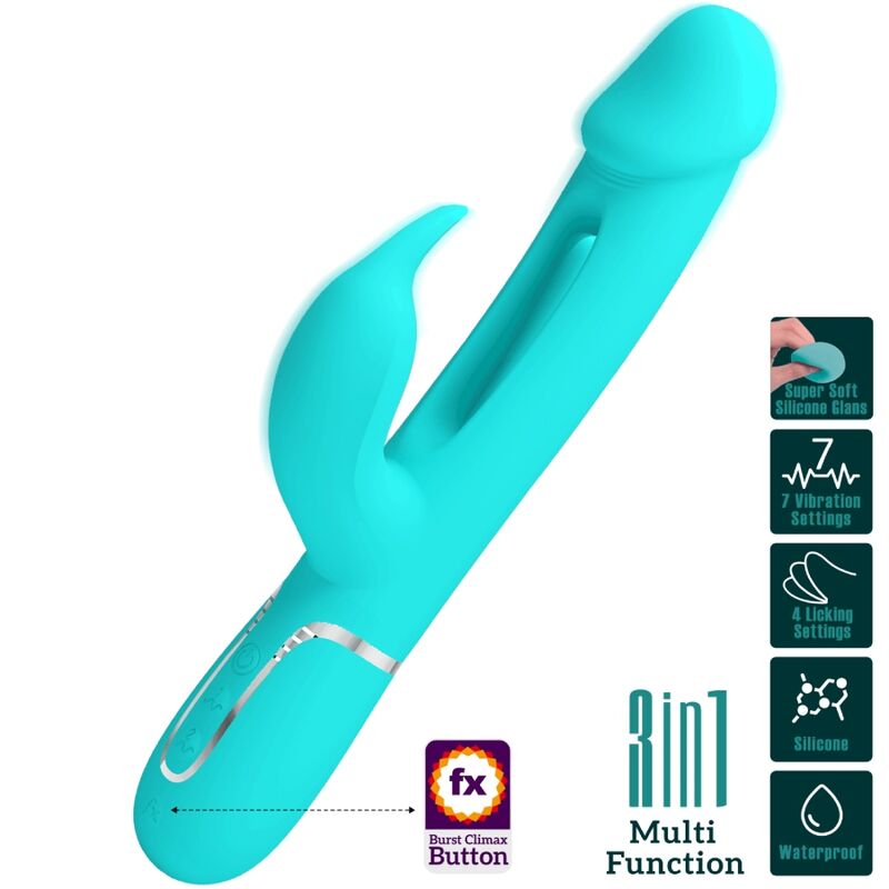 Vibratore Rabbit Pretty Love Dejon — 3 in 1, Verde Acqua