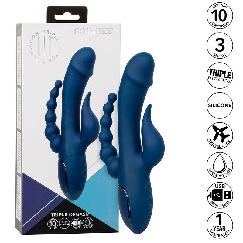 Vibratore Rabbit Triple Orgasm Calexotics III — Blu