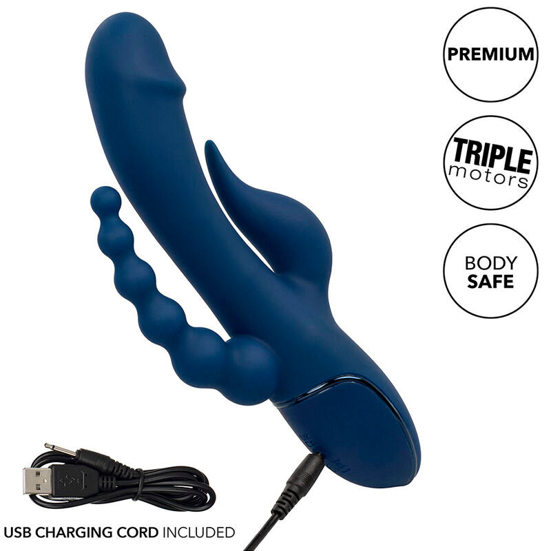 Vibratore Rabbit Triple Orgasm Calexotics III — Blu