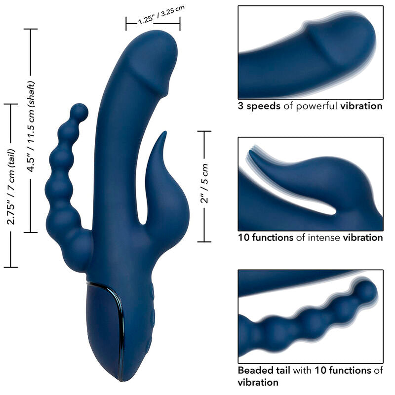 Vibratore Rabbit Triple Orgasm Calexotics III — Blu