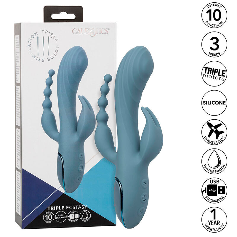 Vibratore Rabbit Triplo Calexotics Triple Ecstasy — Grigio