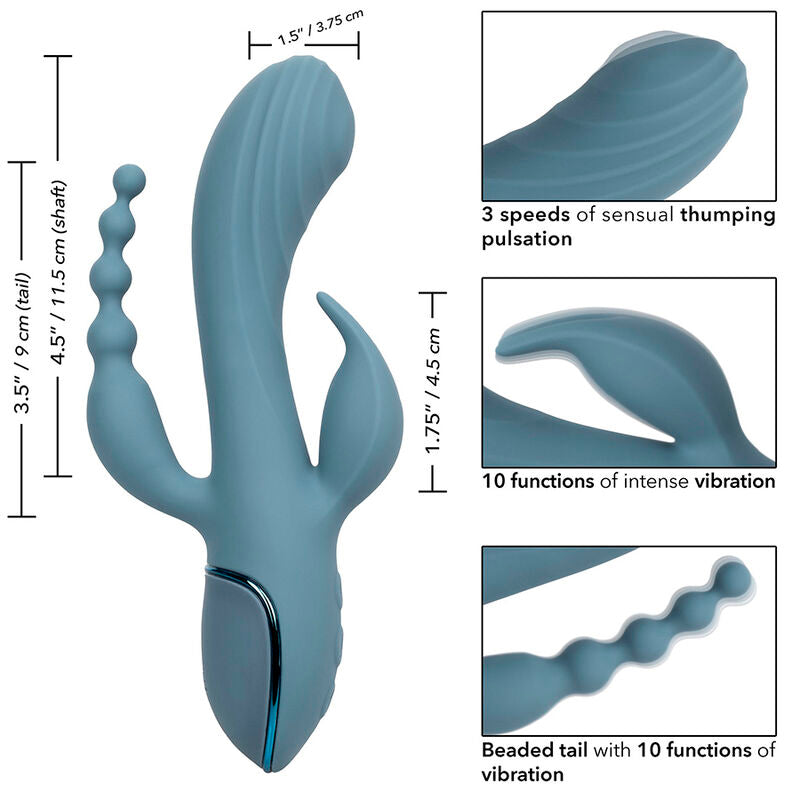 Vibratore Rabbit Triplo Calexotics Triple Ecstasy — Grigio