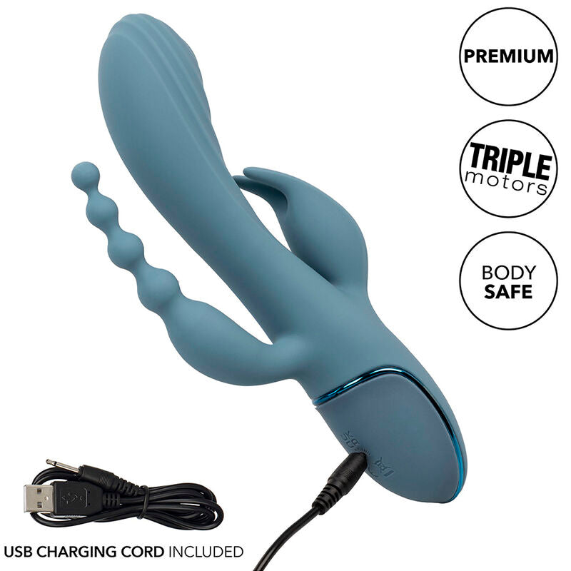 Vibratore Rabbit Triplo Calexotics Triple Ecstasy — Grigio