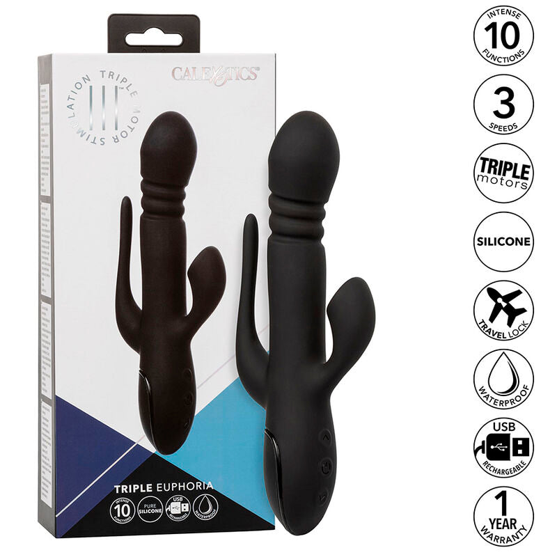 Vibratore Rabbit Triple Calexotics Triple Euphoria — Succhia Clitoride