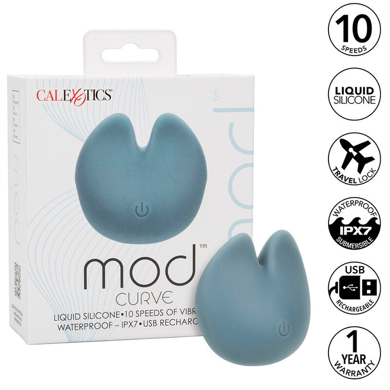 Stimolatore Clitoride Vibrante Calexotics Mod Curve — Silicone, Blu