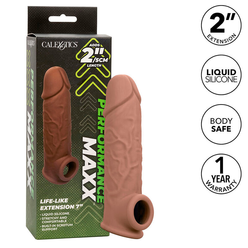Guaina Fallica Estensione Calexotics Performance Maxx — 7", marrone