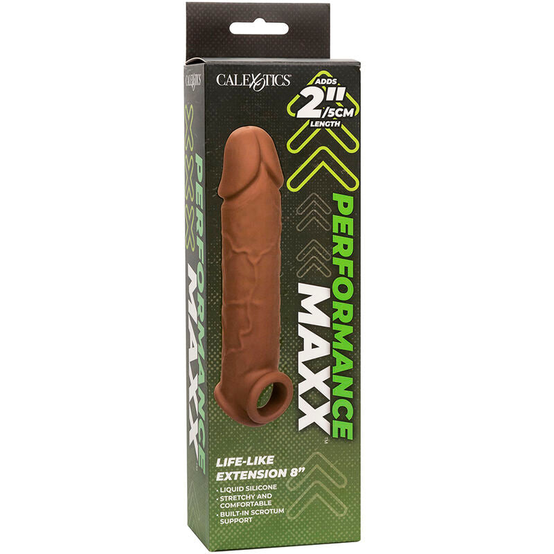 Guaina Fallica Realistica Calexotics Performance Maxx — 8", Marrone
