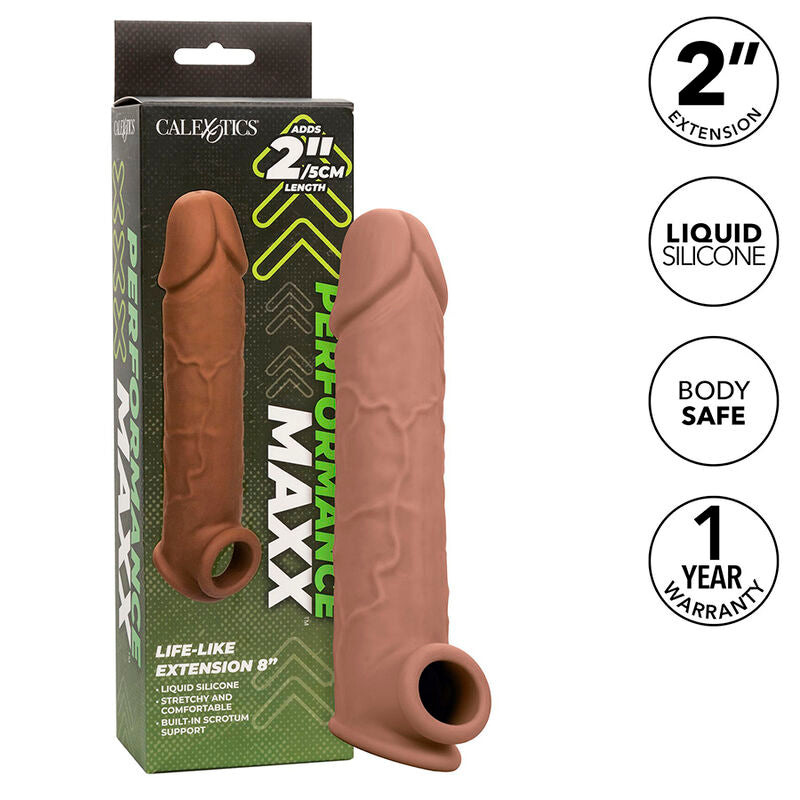 Guaina Fallica Realistica Calexotics Performance Maxx — 8", Marrone