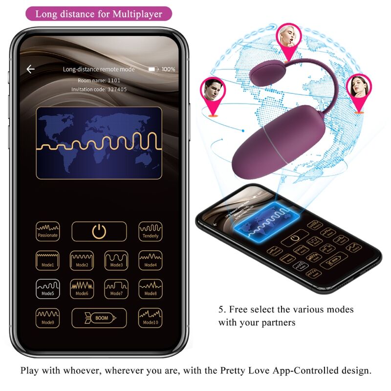 Uovo Vibrante APP Pretty Love Nymph — 12 Modalità, Lila