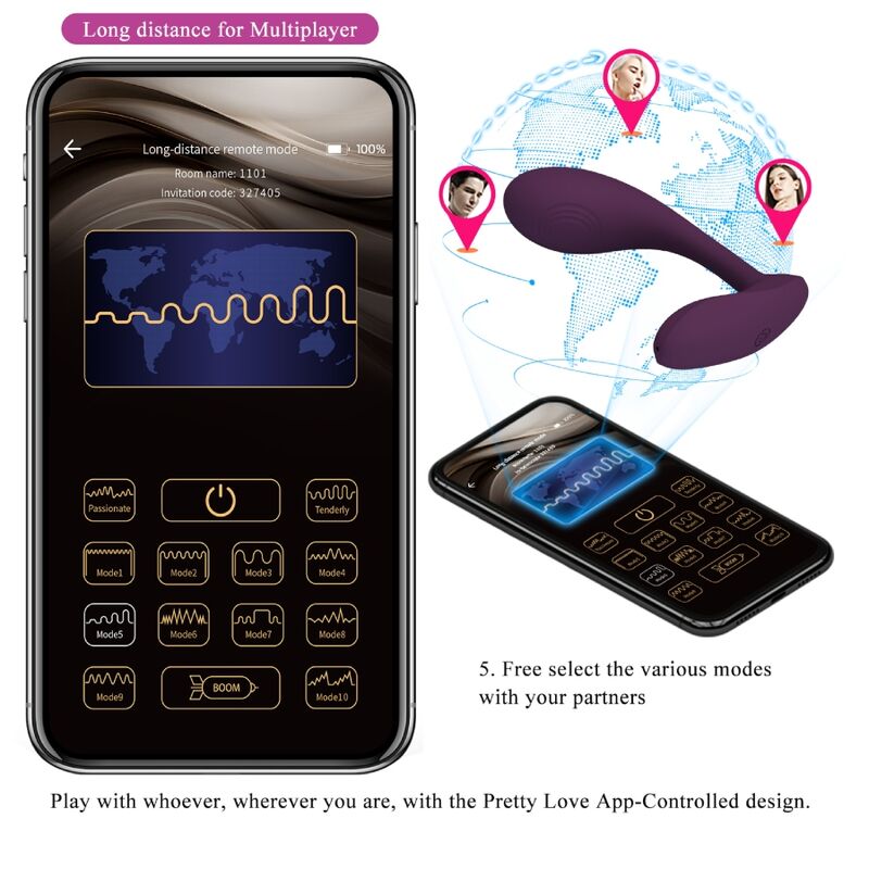 Vibratore Punto G APP Pretty Love Baird — 12 Modalità, Lilla