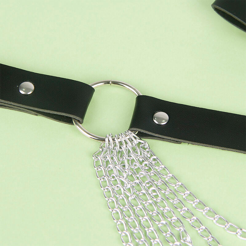 Cintura con Catena in Pelle Subblime — Nera, Taglia Unica