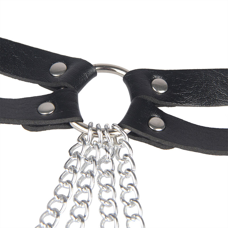 Cintura con Anello in Pelle Subblime Fetish — Nera, Taglia Unica