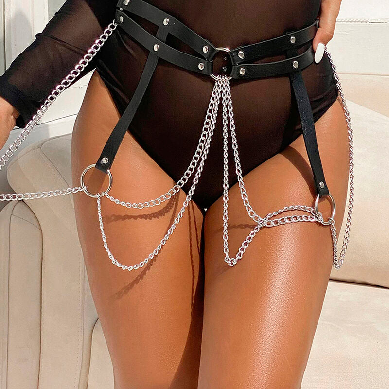 Cintura con Anello in Pelle Subblime Fetish — Nera, Taglia Unica