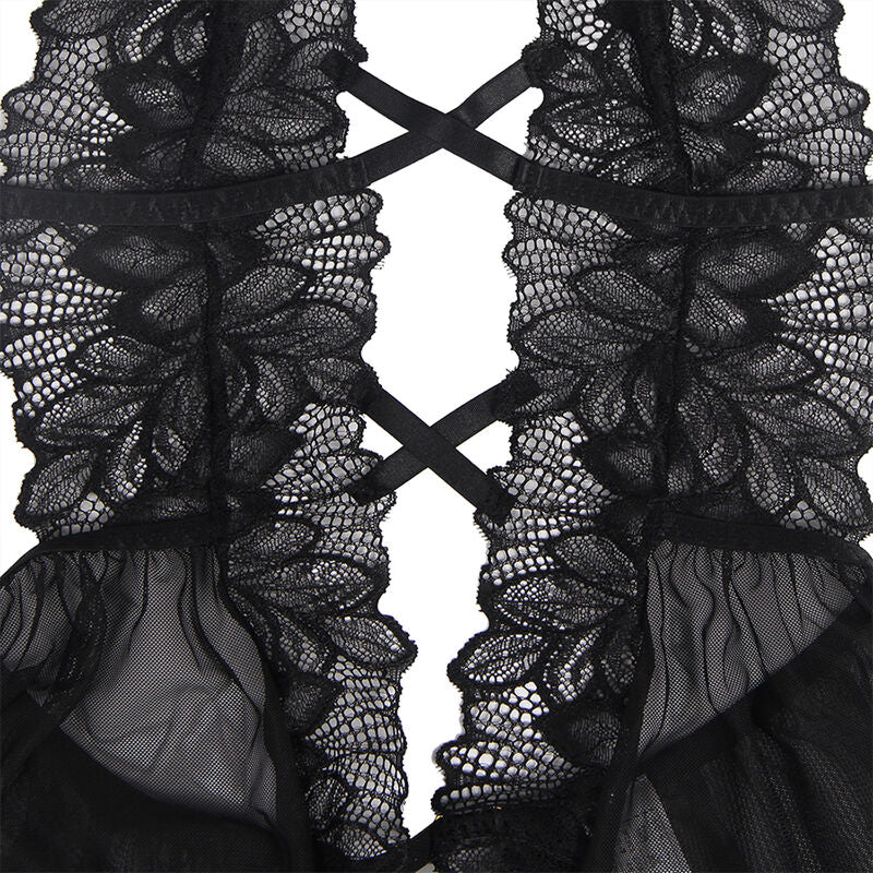 Lingerie Sexy Teddy Halter Subblime — Pizzo, Schiena Nuda S/M