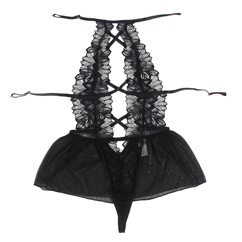 Lingerie Sexy Teddy Halter Subblime — Pizzo, Schiena Nuda S/M