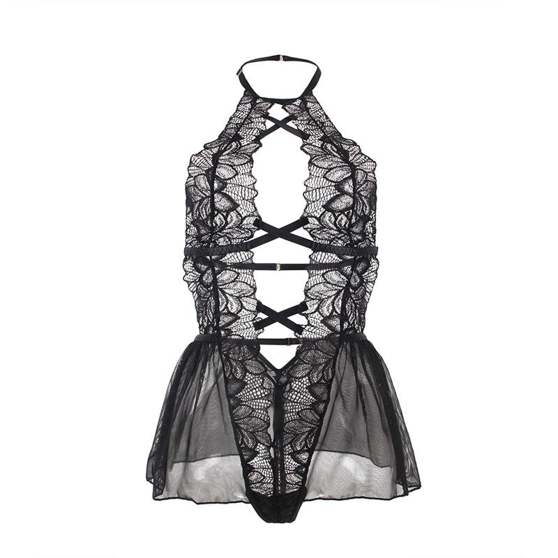 Lingerie Sexy Teddy Halter Subblime — Pizzo, Schiena Nuda S/M