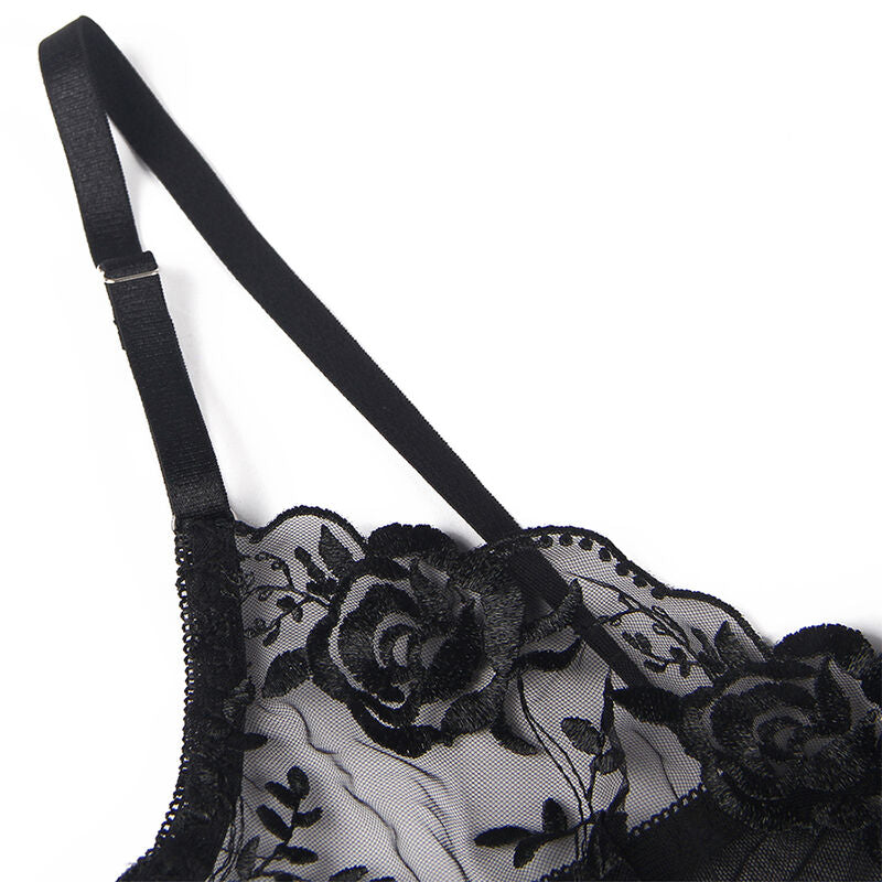 Set Lingerie Floreale Subblime — Reggiseno + Perizoma + Giarrettiera