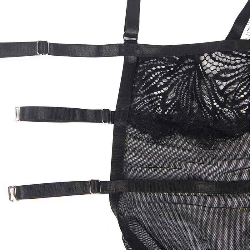 Babydoll in Pizzo con Spalline Regolabili Subblime — Nero S/M