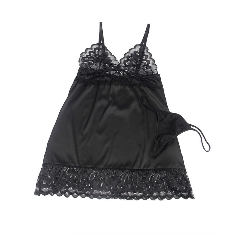 Lingerie Babydoll Floreale Subblime — Nero, S/M