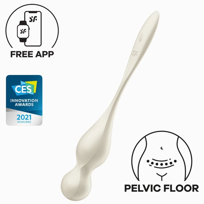 Sfere Kegel Vibranti Satisfyer Love Birds 1 — Silicone, Bianco