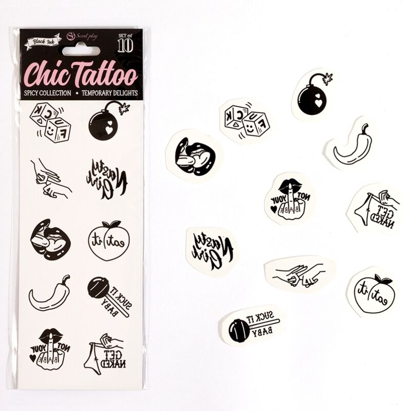 Set Tatuaggi Temporanei Sexy Secret Play Chic Tattoo — 10 pz