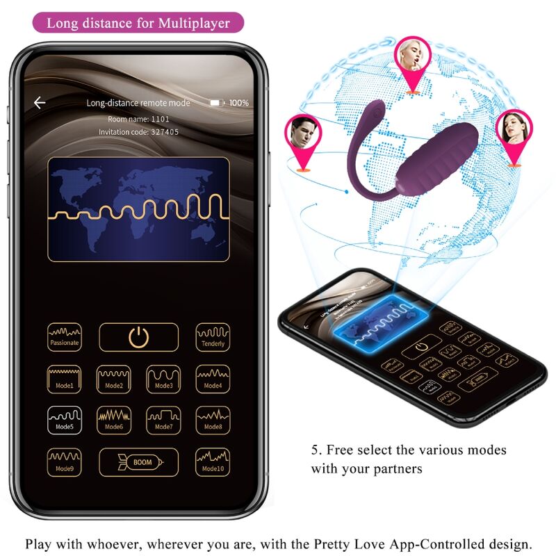 Uovo Vibrante App Pretty Love Casper — 12 Modalità, Viola