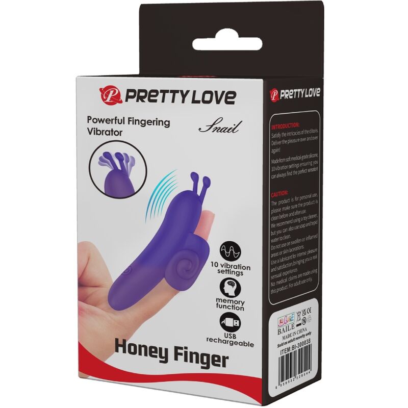 Vibratore da Dito Pretty Love Snail — Silicone, 10 Funzioni