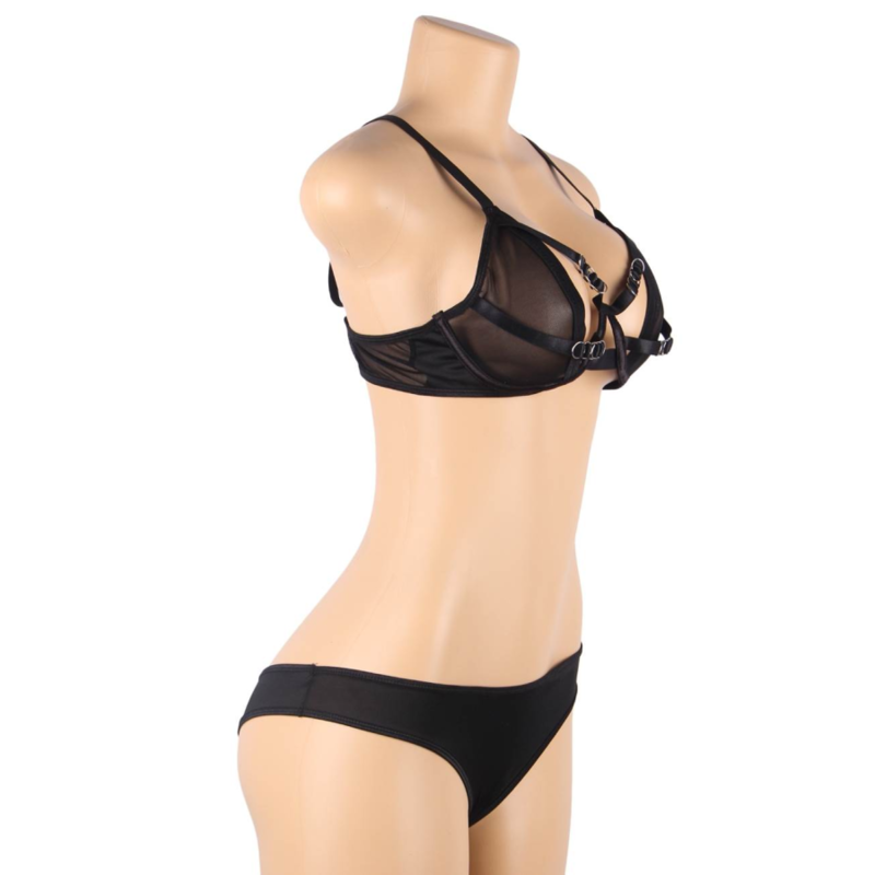 Lingerie Trasparente Subblime — Reggiseno e Strisce, S/M