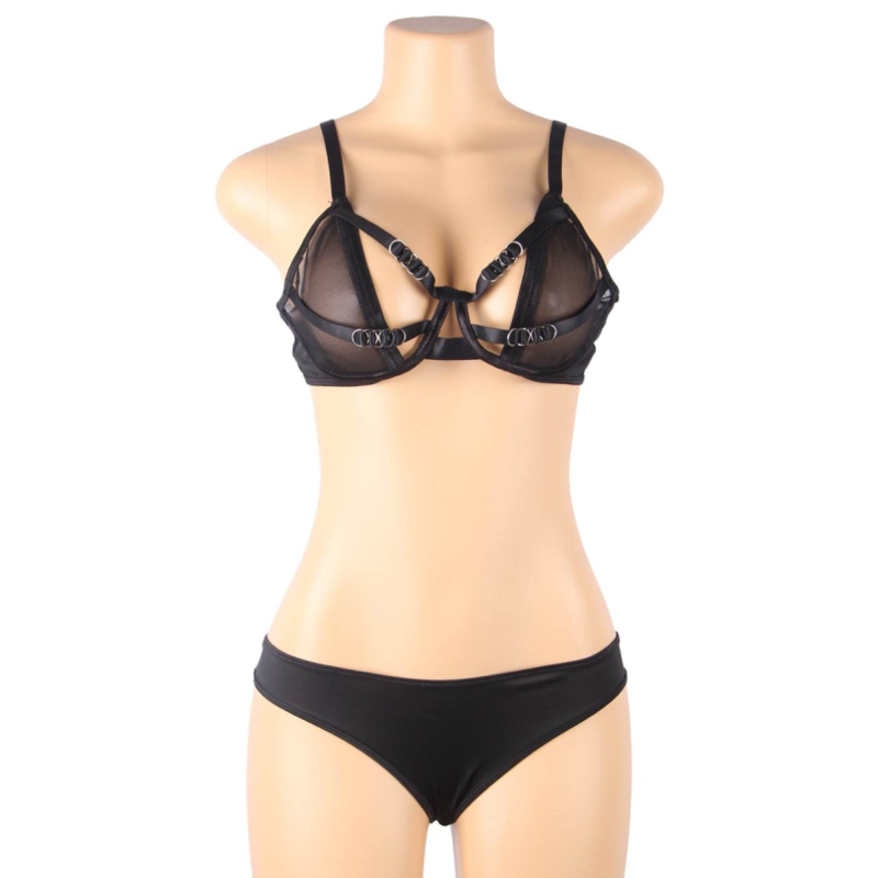 Lingerie Trasparente Subblime — Reggiseno e Strisce, S/M