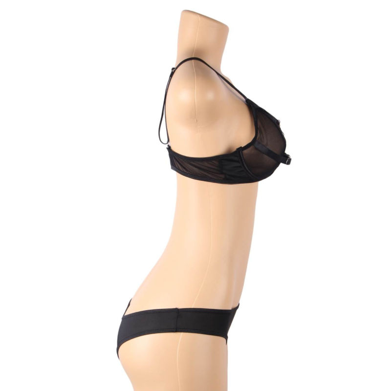 Lingerie Trasparente Subblime — Reggiseno e Strisce, S/M