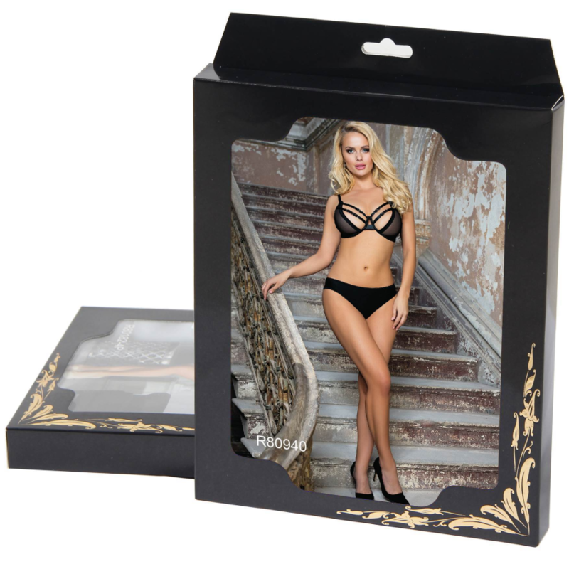Lingerie Trasparente Subblime — Reggiseno e Strisce, S/M